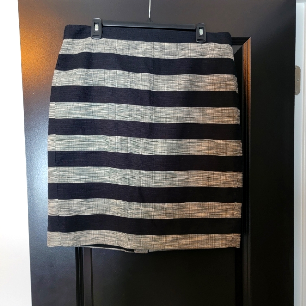 Black and Grey Striped J. Crew Pencil Skirt